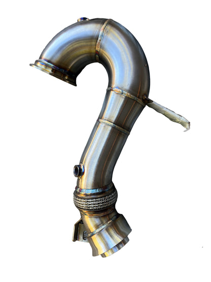 Dyno-tested Mercedes E53 AMG downpipe upgrade adding up to 70 HP and 90 lb-ft with proper ECU tune