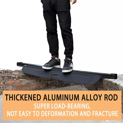 Demonstration of heavy-duty aluminum support – standing on cargo cover