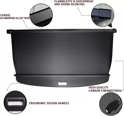 Mercedes GLC trunk cover material details – aluminum rod, carbon texture, flannelette backing