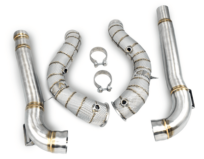 GT GTS GTR AMG Downpipes with Heat Shield M178 V8 Bi-Turbo