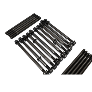 Close-up of H-13 steel head stud and nut showing thread detail for M156 AMG engine