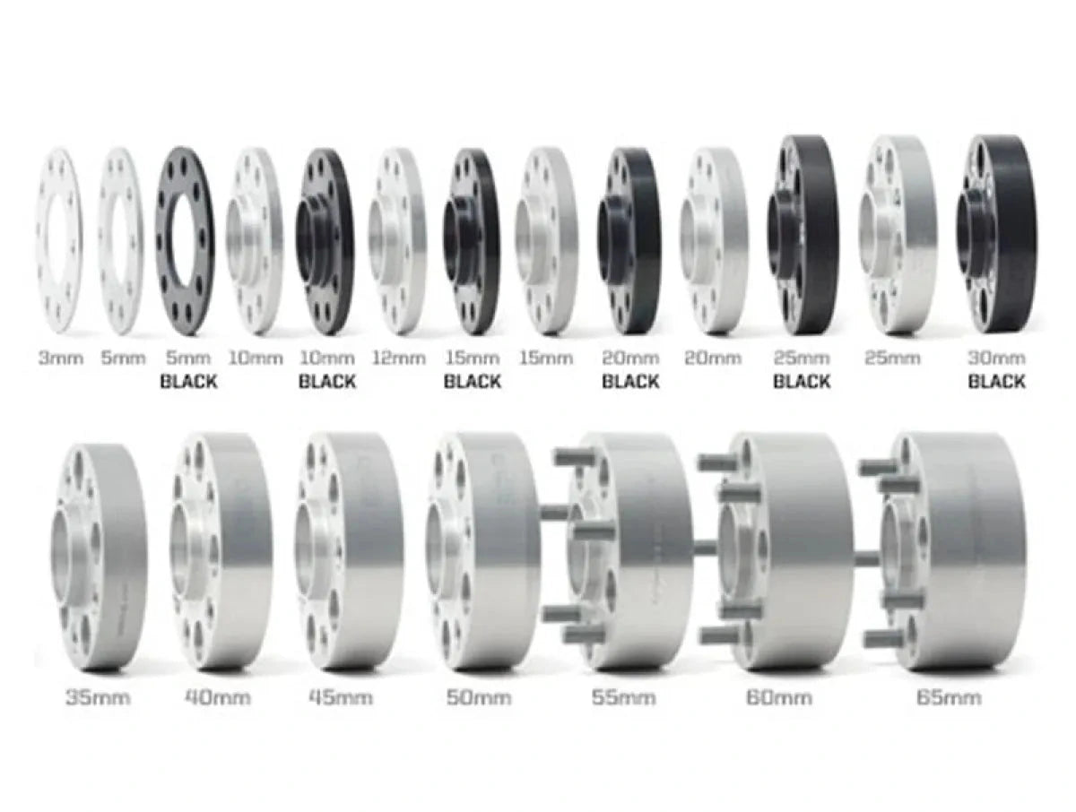 H&R TRAK+ DRA wheel spacer thickness comparison showing multiple spacer sizes for Mercedes vehicles

