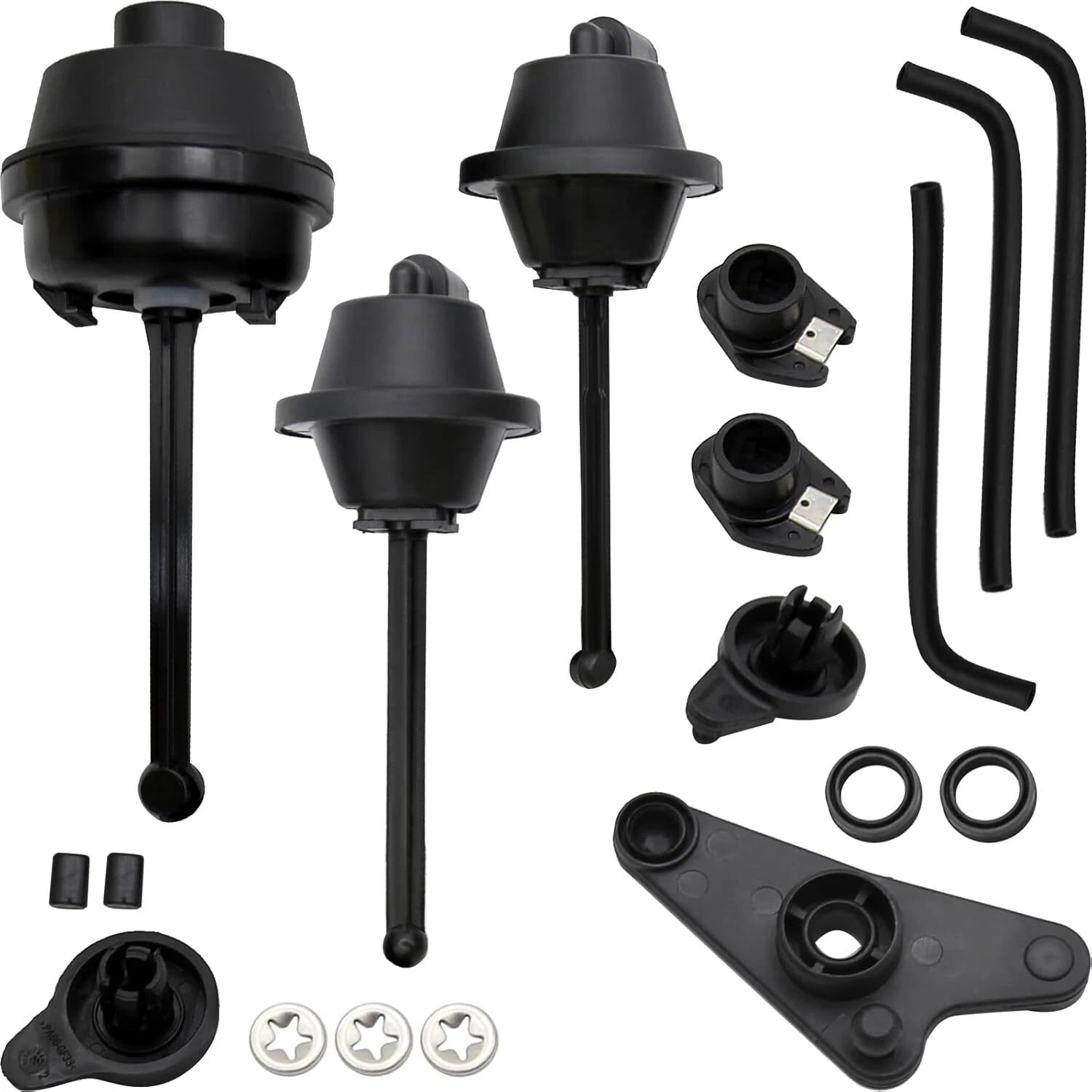 Full kit view of Mercedes-Benz intake manifold air flap adjuster repair kit with rods, arms, and hardware
