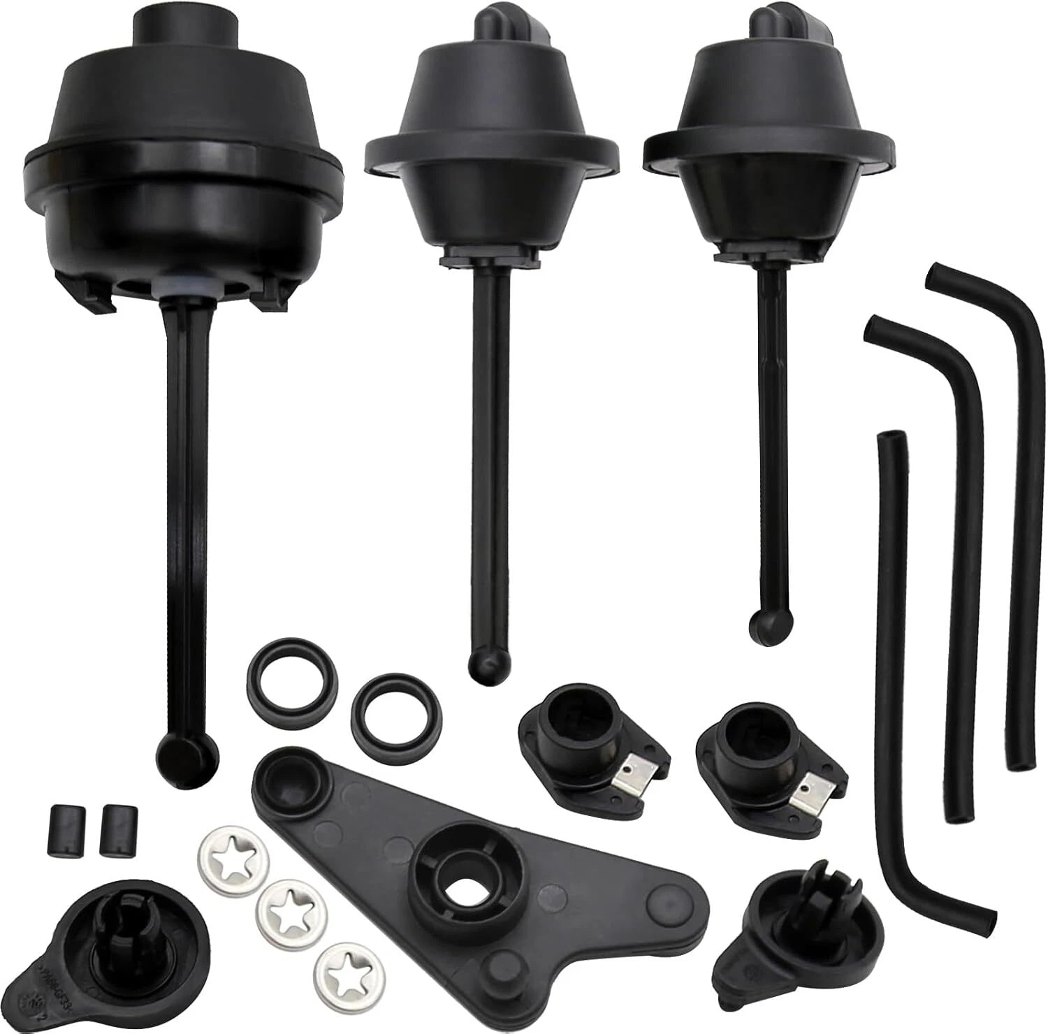 Top view of all parts in intake flap adjuster repair kit for M272 and M273 engines