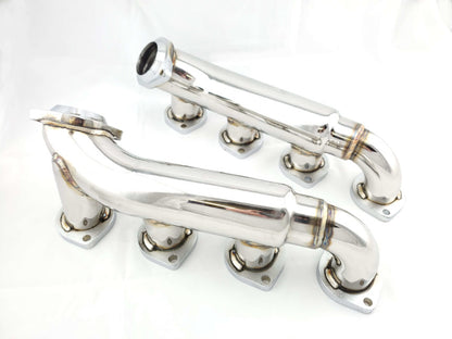 M113 5.4L NA Shorty Headers Angled View – Mercedes C55 CLK55 SLK55 AMG