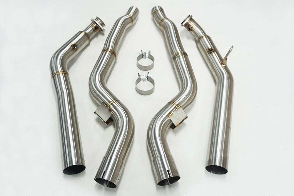 M157 Downpipes Closeup for Mercedes CLS63S AMG W218 4MATIC 2014-2017 Stainless Steel Exhaust Upgrade
