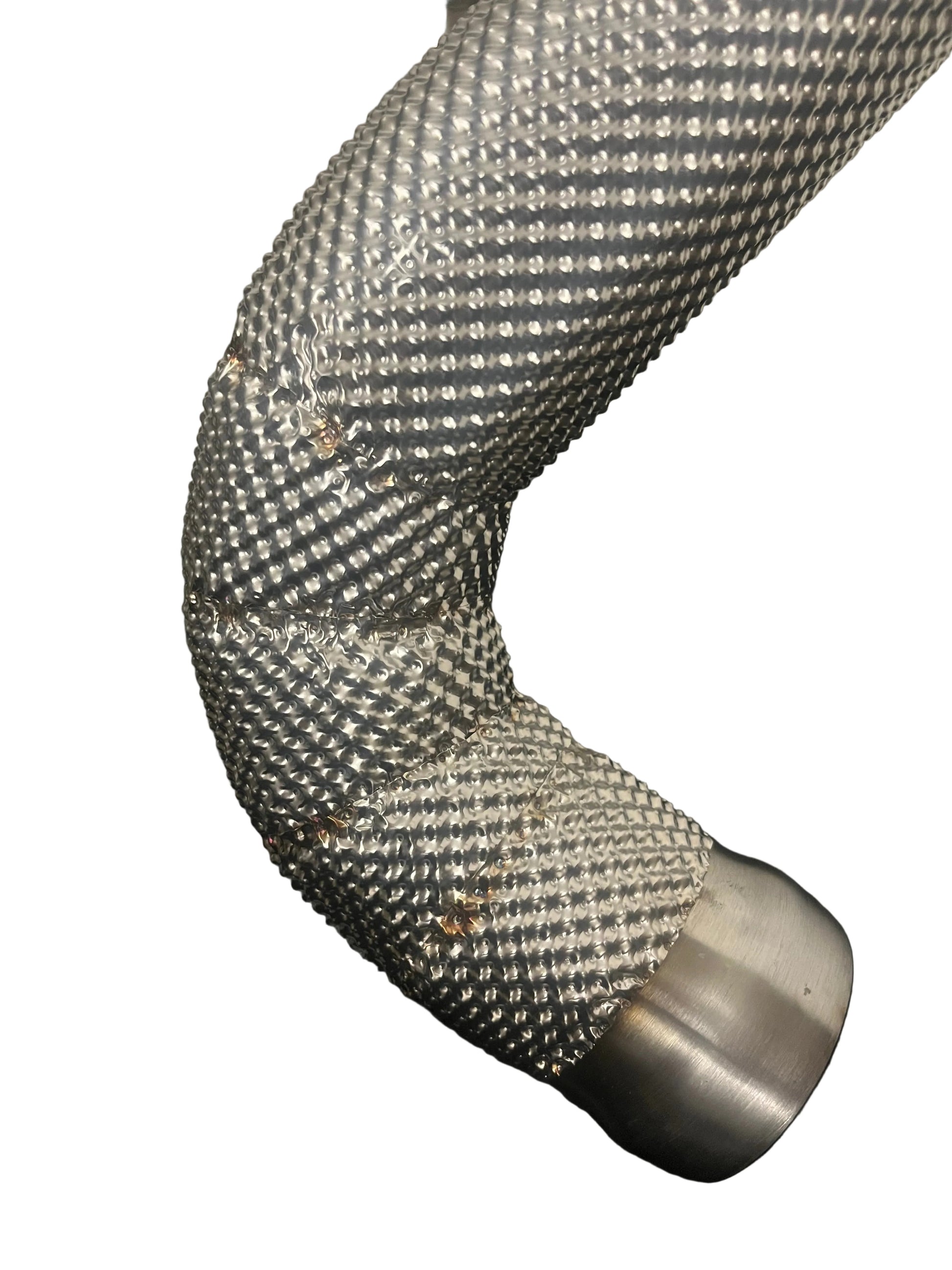 Heat shielded curved section of catless downpipes for Mercedes-AMG C63 M177 engine