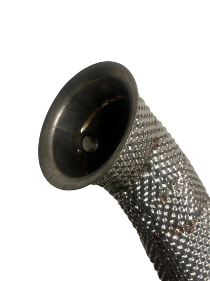 Inlet detail of heat shielded catless downpipes for Mercedes-AMG C63 & C63S M177