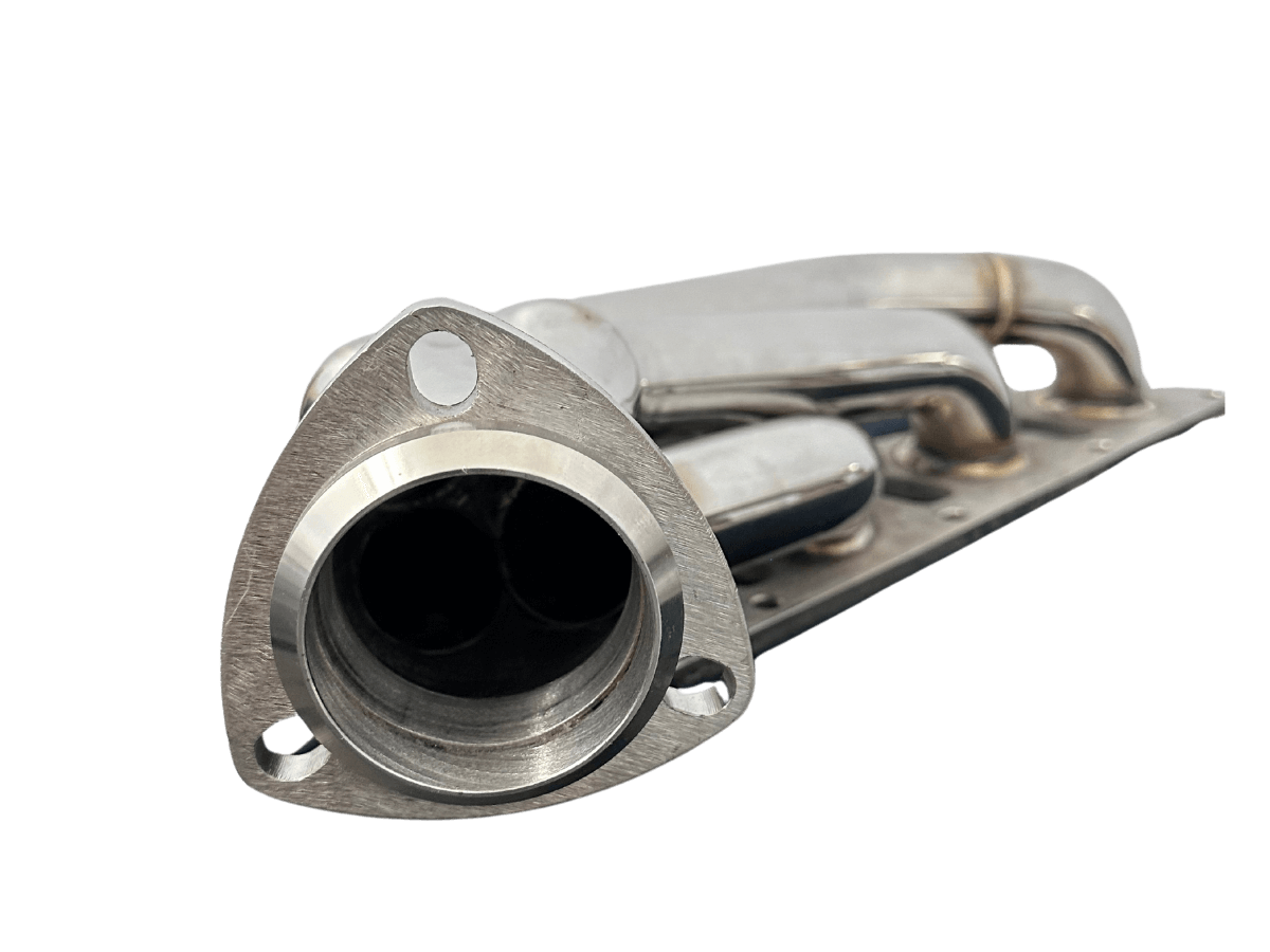 Close-up of Mercedes-Benz M273 mid-length exhaust headers for S550 and CL550