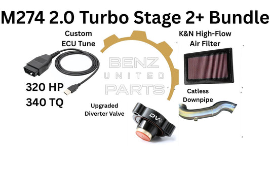 M274 Stage 2+ bundle for Mercedes C300 W205, E300 W213, GLC300 X253 - catless downpipe + custom ECU tune + K&N high-flow air filter + upgraded diverter valve DV+ - 320 HP / 340 TQ