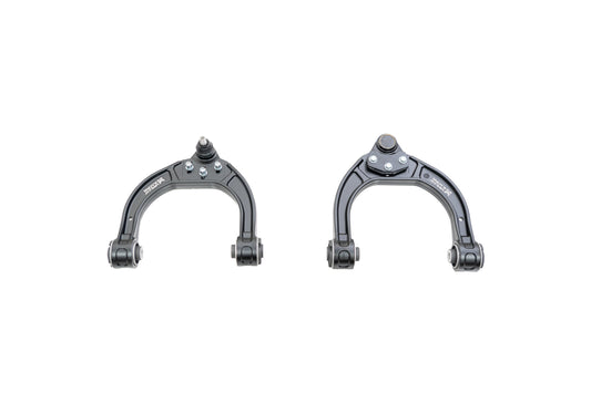 Megan Racing front upper adjustable camber arms for Mercedes C-Class W206 2021+ including C300 C43 AMG, lightweight aluminum with hardened rubber bushings, product view