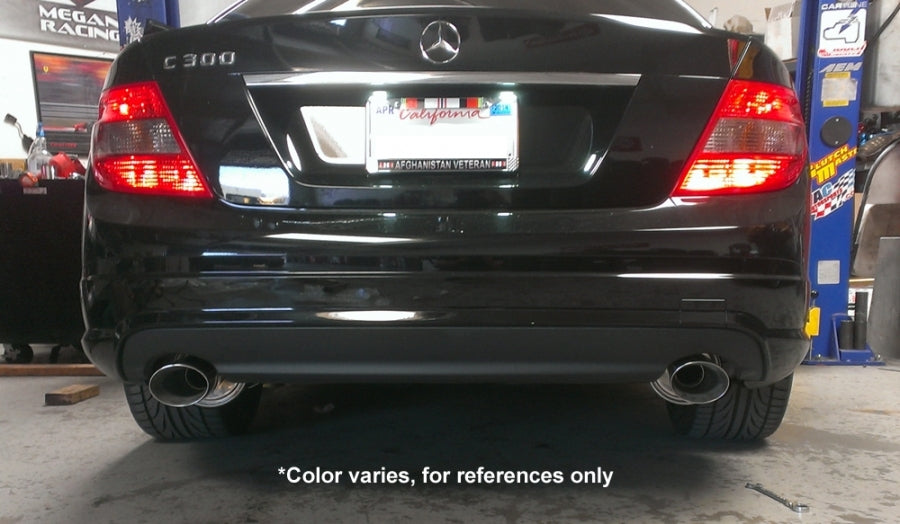megan-racing-oe-rs-burnt-tips-exhaust-installed-w204-c-class-rear