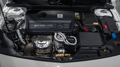 Mercedes-AMG M133 2.0L turbo engine bay used for ECU tuning and performance calibration