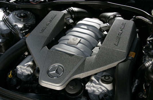 Mercedes-AMG M156 6.2L naturally aspirated V8 engine bay used for ECU tuning and performance calibration