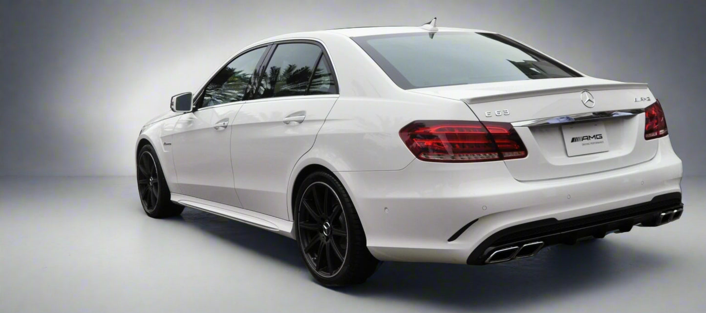 Rear view of Mercedes AMG M157-powered vehicle after custom ECU tune