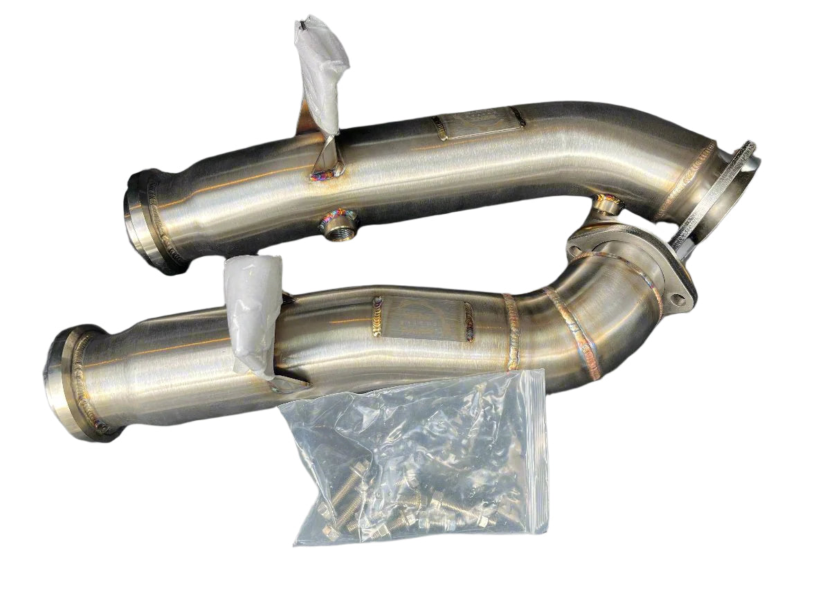 Stainless steel downpipes set with included hardware for Mercedes AMG M276