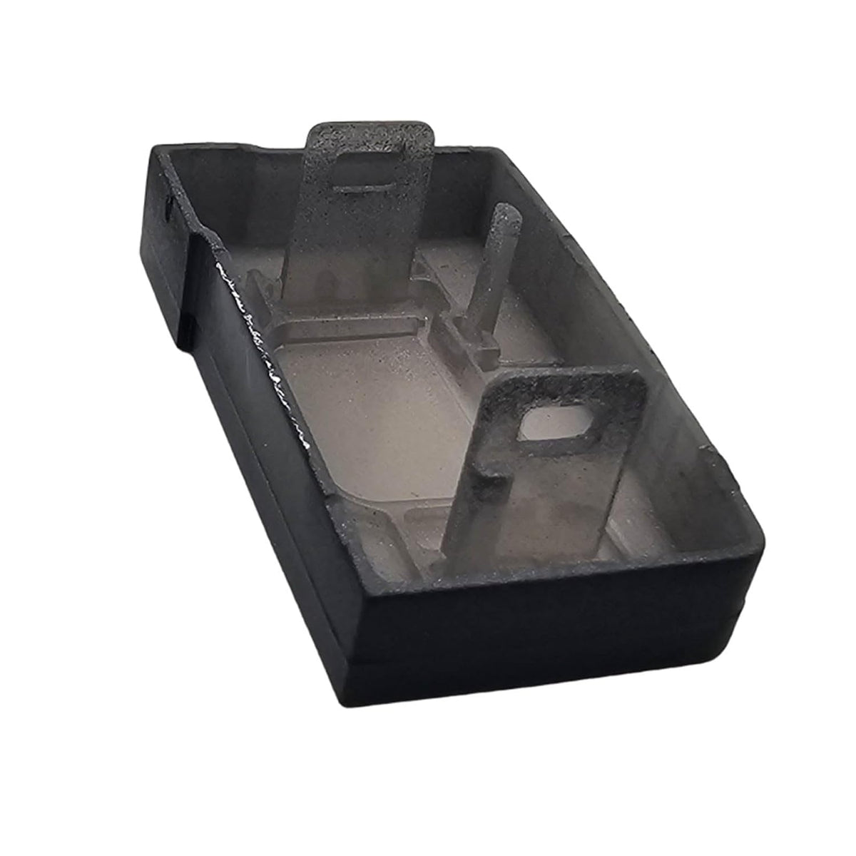 Angled view of the M switch button cap underside showing its depth and clip positions