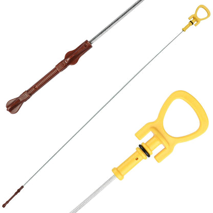 Mercedes engine oil dipstick 2700104101 for CLA250, GLA250 and GLA45 AMG, shown with both handle styles