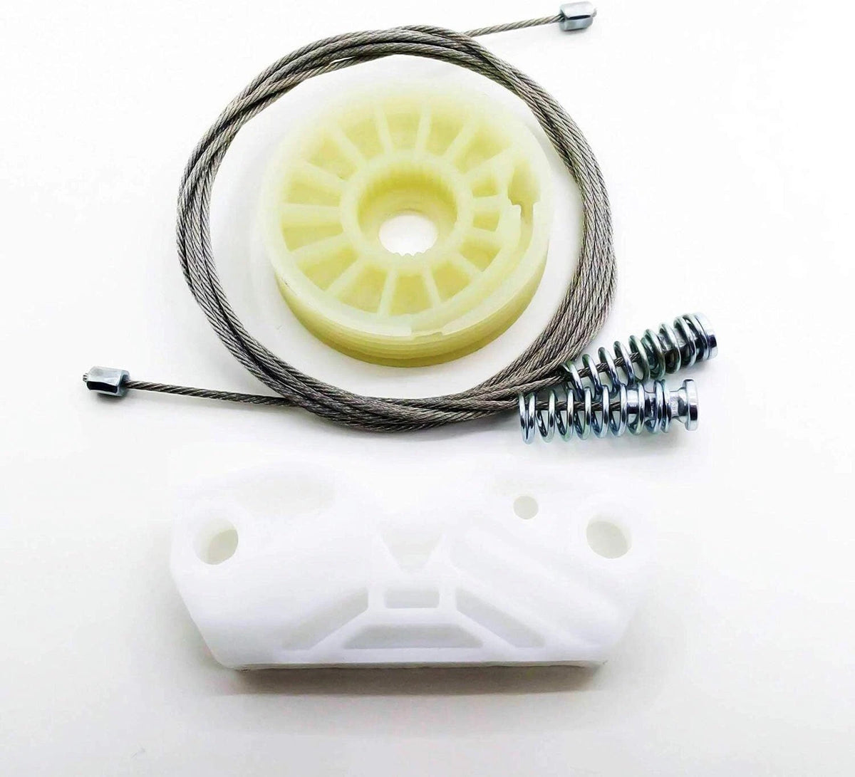 Mercedes CLK W209 rear left quarter window regulator repair kit for A2096700103: steel cable, pulley and carrier