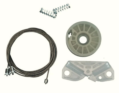 Mercedes CLK W209 window regulator repair kit parts: cable, pulley, carrier and tension spring