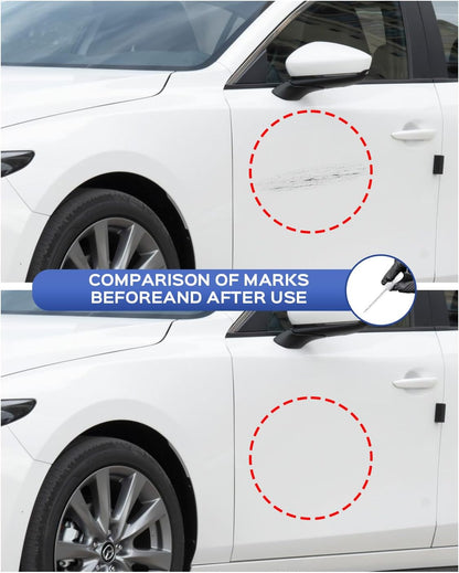 Paint damage on the side of a Mercedes before and after repair with 964 5964 touch-up paint