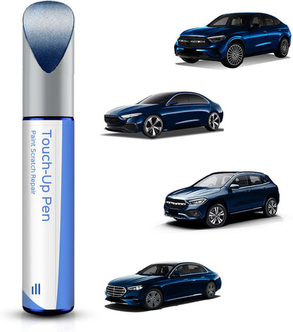 Mercedes Lunar Blue 890 5890 touch-up paint shown with Mercedes sedans and an SUV finished in Lunar Blue