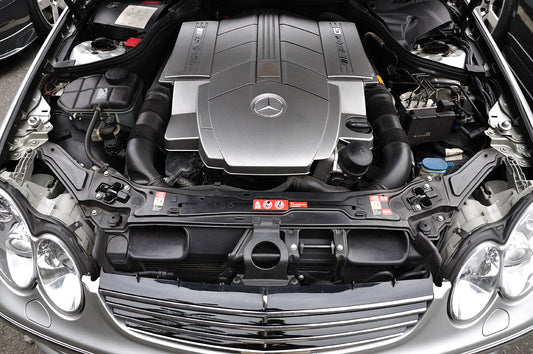 Mercedes-AMG M113 5.4L V8 engine bay – C55 AMG with factory airbox and ECU configuration