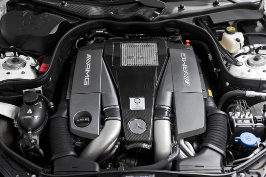 Mercedes M157 5.5L AMG V8 BiTurbo engine bay tuned with custom ECU calibration