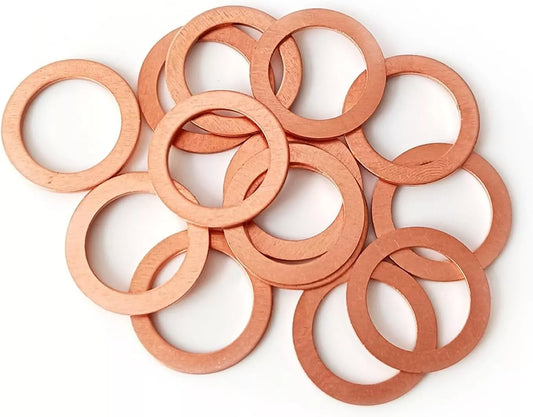 15-pack of flat copper oil drain plug gaskets for Mercedes-Benz – 14mm inner diameter