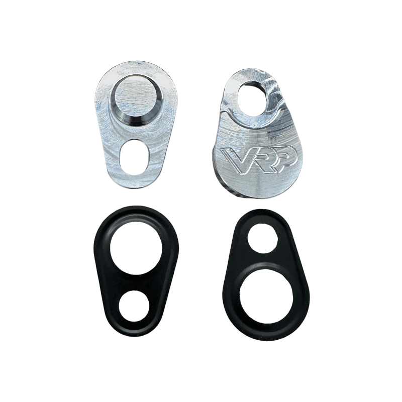 Pair of Mercedes billet aluminum SAI block-off plates with hardware – performance air injection delete kit by BenzUnited USA.