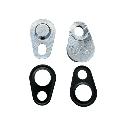 Pair of Mercedes billet aluminum SAI block-off plates with hardware – performance air injection delete kit by BenzUnited USA.