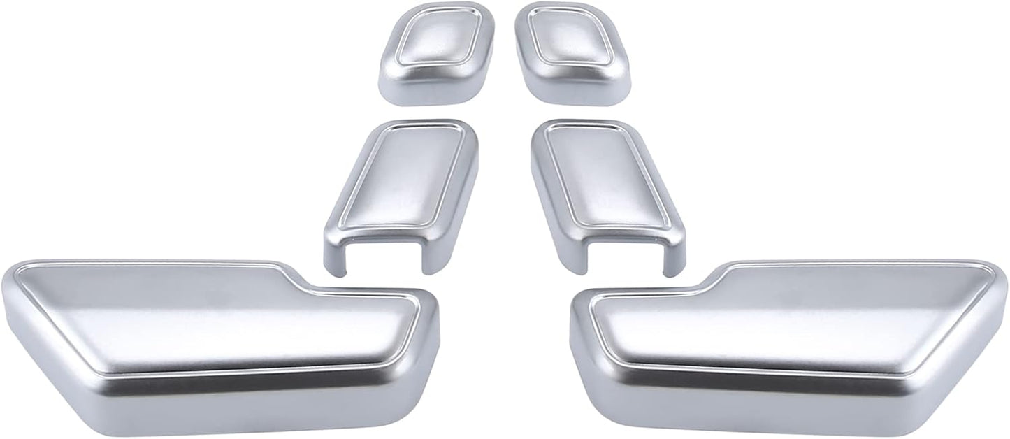 6pcs Silver Seat Adjust Button Switch Cover Trim Set for Mercedes-Benz Interior