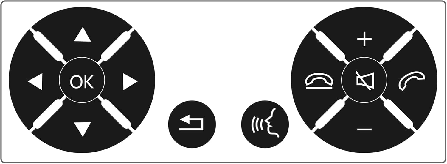 Icon set for Mercedes steering button sticker overlay with directional and media symbols