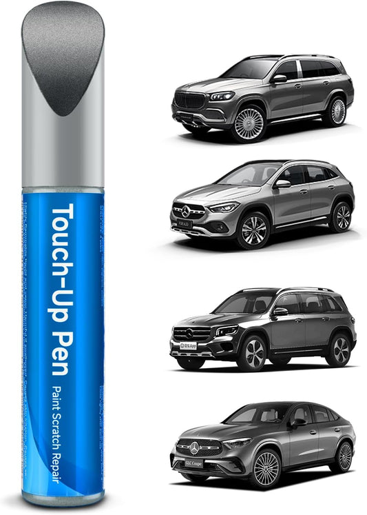 OEM color-matched Mercedes-Benz touch-up paint pen with compatible vehicles in background