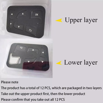 Packaging instructions showing two-layer layout for Mercedes steering trim kit