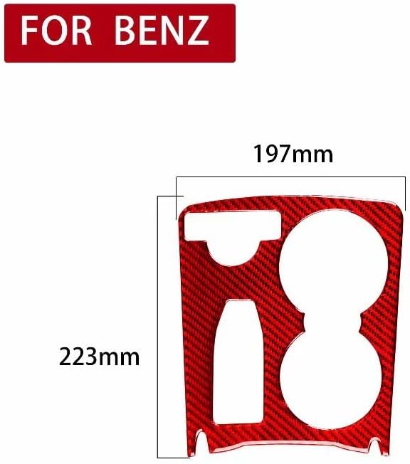 Mercedes W204 center console trim dimensions – red carbon overlay cup holder panel