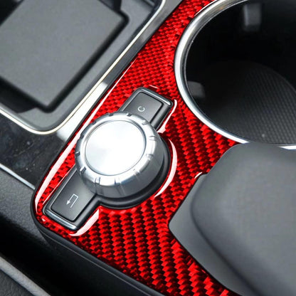 Mercedes W204 red carbon console trim around COMAND control knob
