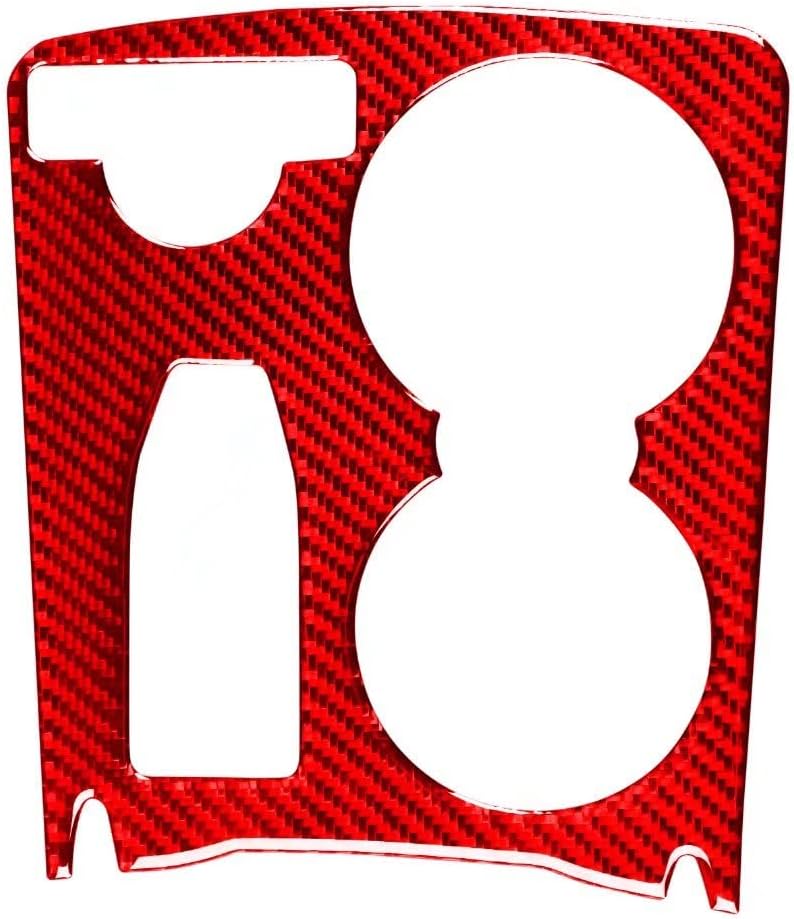 Red carbon fiber console trim overlay pieces for Mercedes W204 cup holder