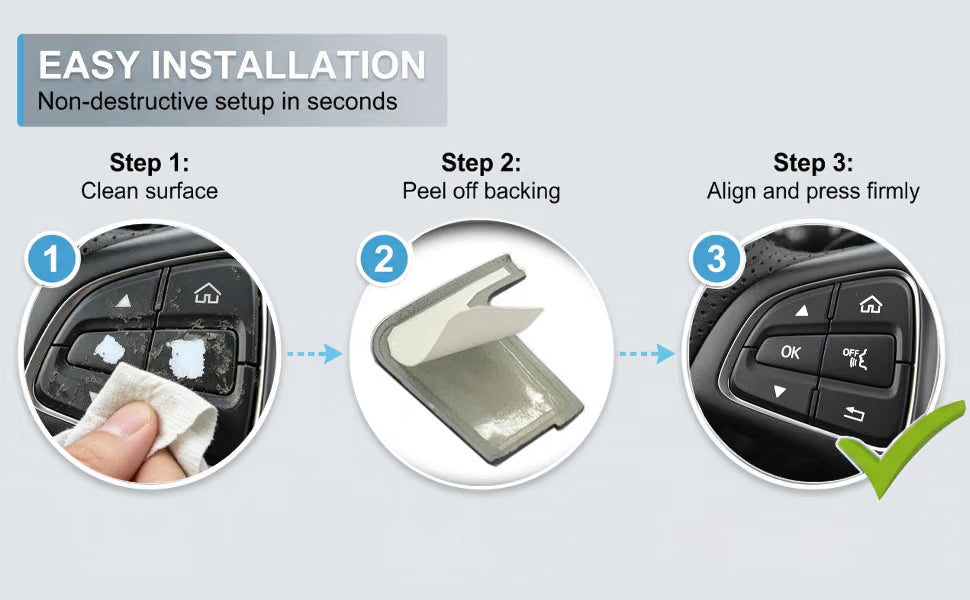 Installation steps for black Mercedes steering wheel button covers