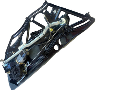 W208 CLK Convertible rear left window regulator A2086700103 from above, showing the guide rail and cables