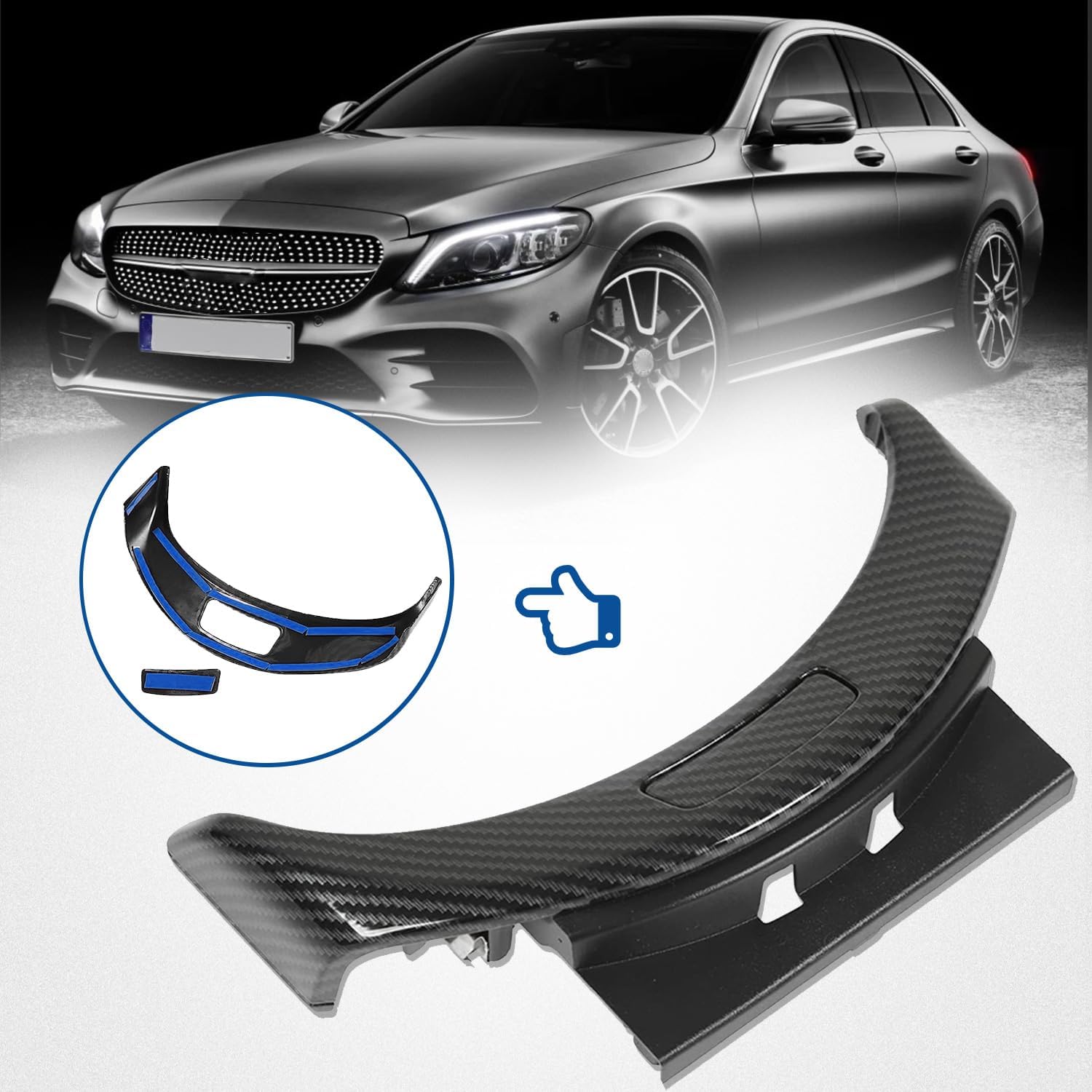Carbon Style Console Button Cover Installed on Mercedes-Benz C-Class