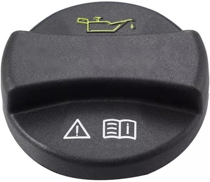 Flat front view of Mercedes engine oil cap with green oil icon