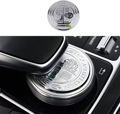 Silver AMG Affalterbach Center Console Multimedia Control Button Knob Stickers Emblem