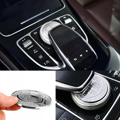 Silver AMG Affalterbach Center Console Multimedia Control Button Knob Stickers Emblem