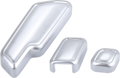 Angle View of Silver Seat Adjust Button Cover Trim Kit for Mercedes-Benz