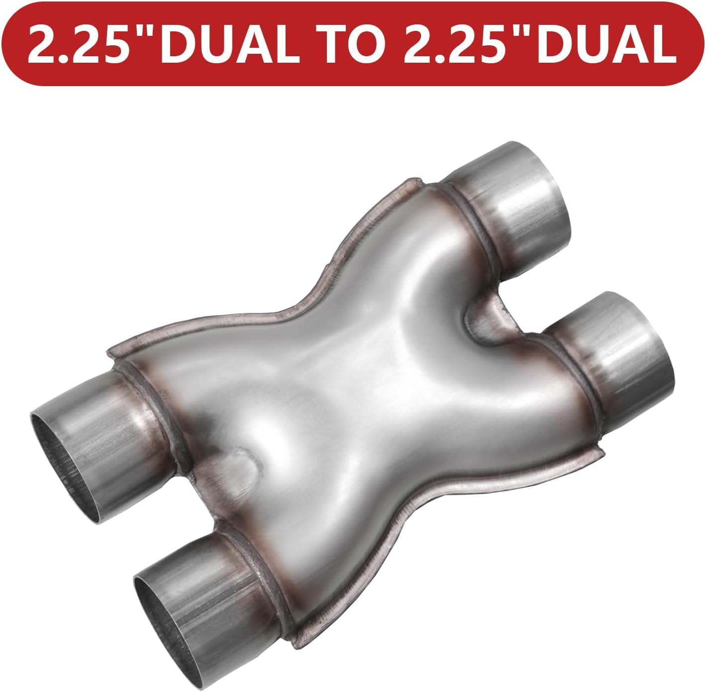 2.25 inch dual-to-dual X-pipe product profile, universal exhaust crossover