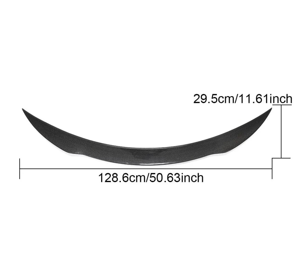 VR Aero A205 trunk spoiler dimensions 128.6cm wide 29.5cm deep