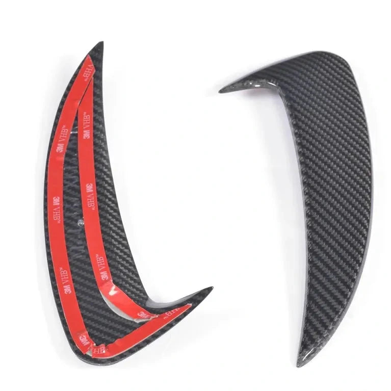 VR Aero W205 carbon fiber front bumper fins with pre-applied mounting tape
