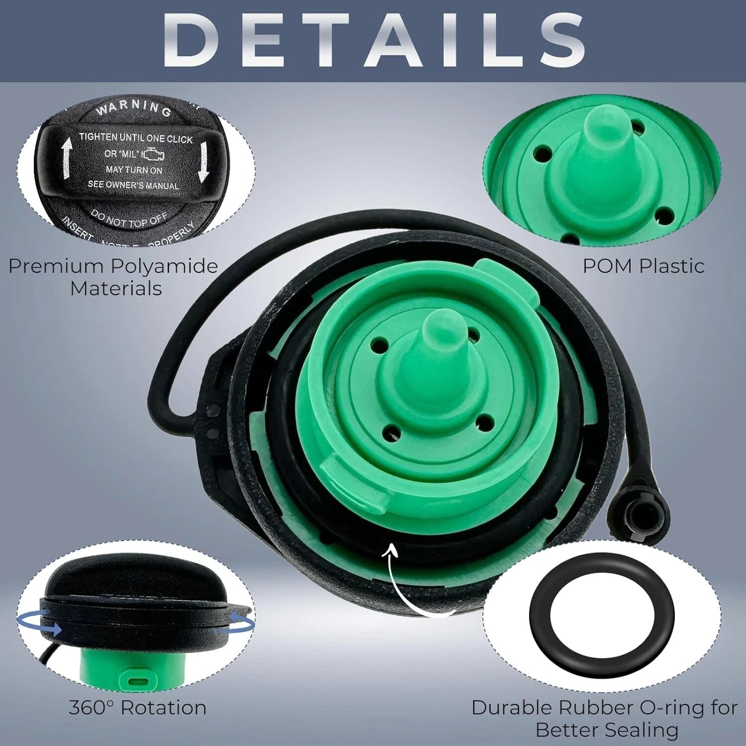 Detailed View – Rubber O-Ring, Polyamide Build, 360° Rotation
