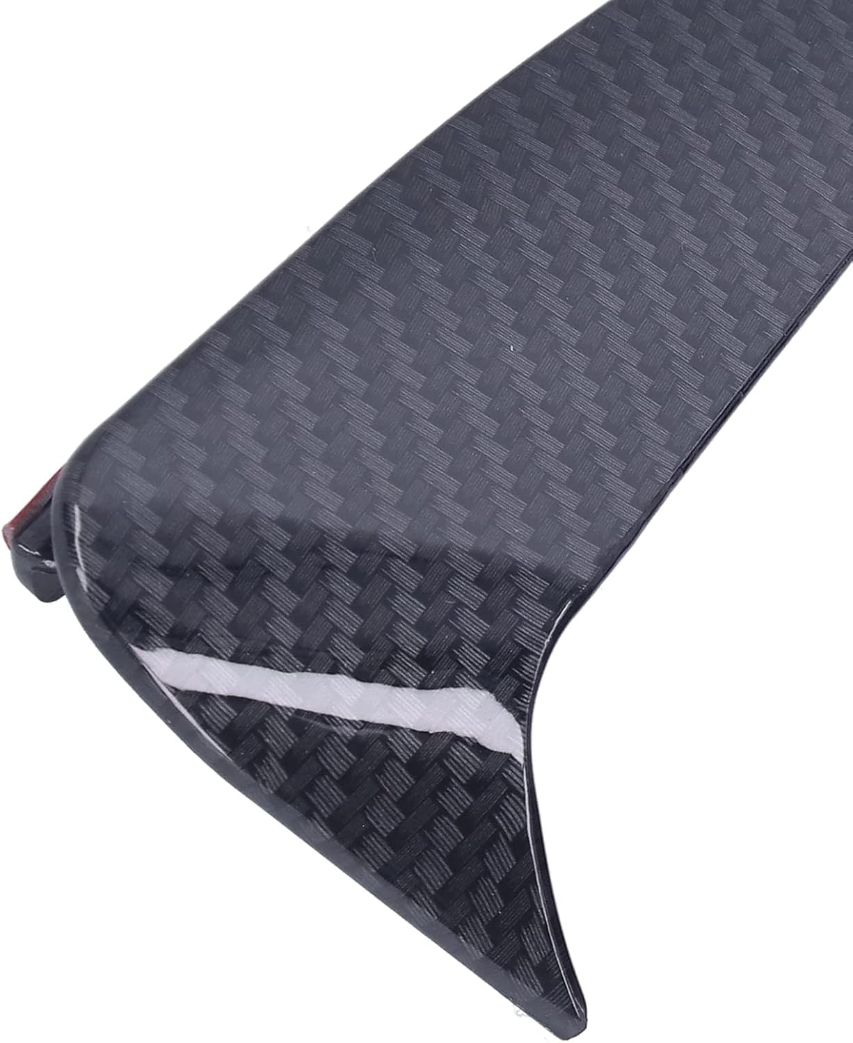 Super close-up of realistic carbon fiber weave pattern and texture on W205 C43 AMG rear bumper spoiler canard